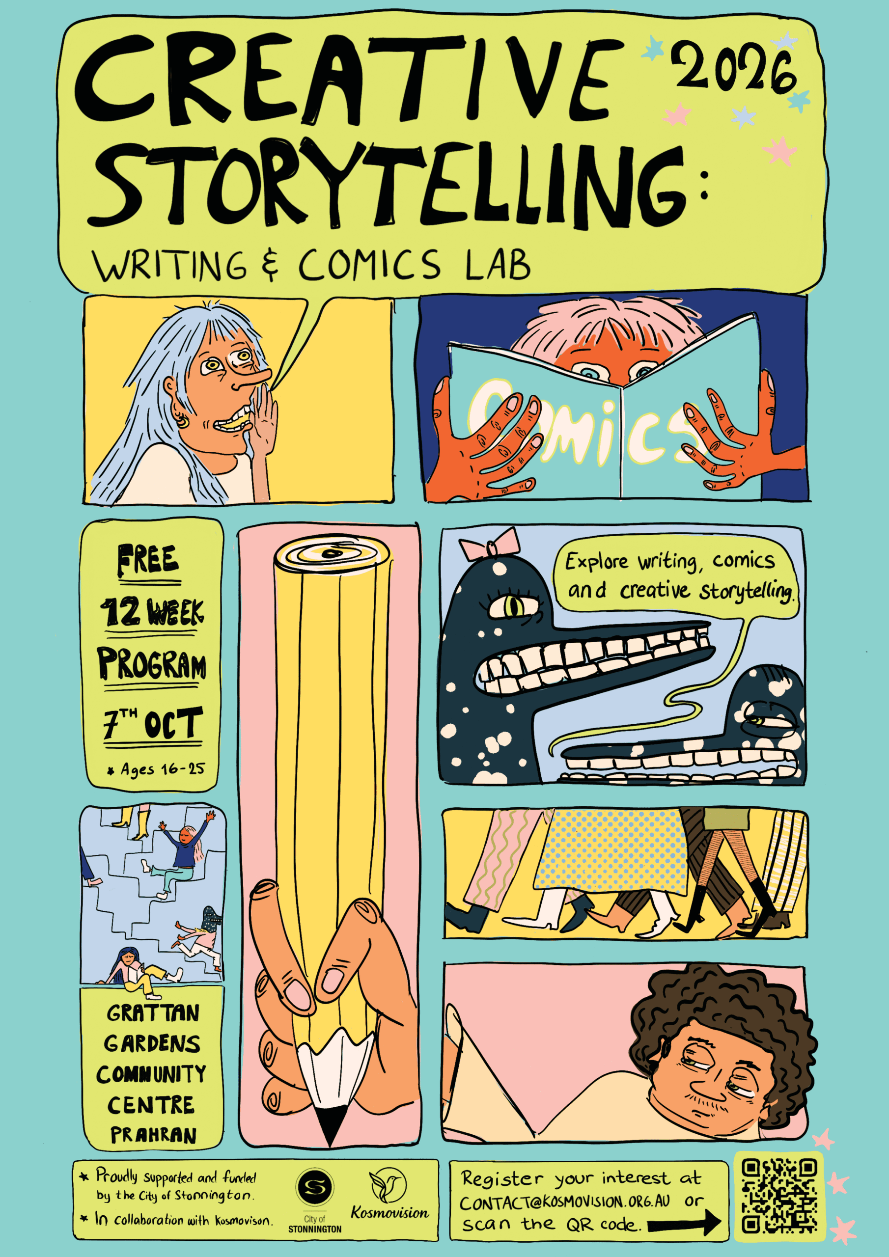 Creative Storytelling lab offers a free 12-week program for ages 16-25, starting October 7 at Grattan Gardens Community Centre.